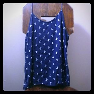 Blue and white anchor patterned tank top